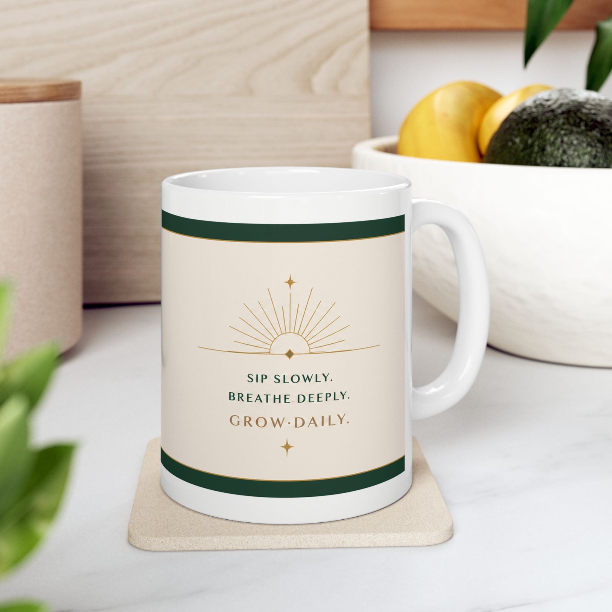 Grow With Grace Ceramic Mug | Inspirational Coffee Mug | Mindful Morning Cup