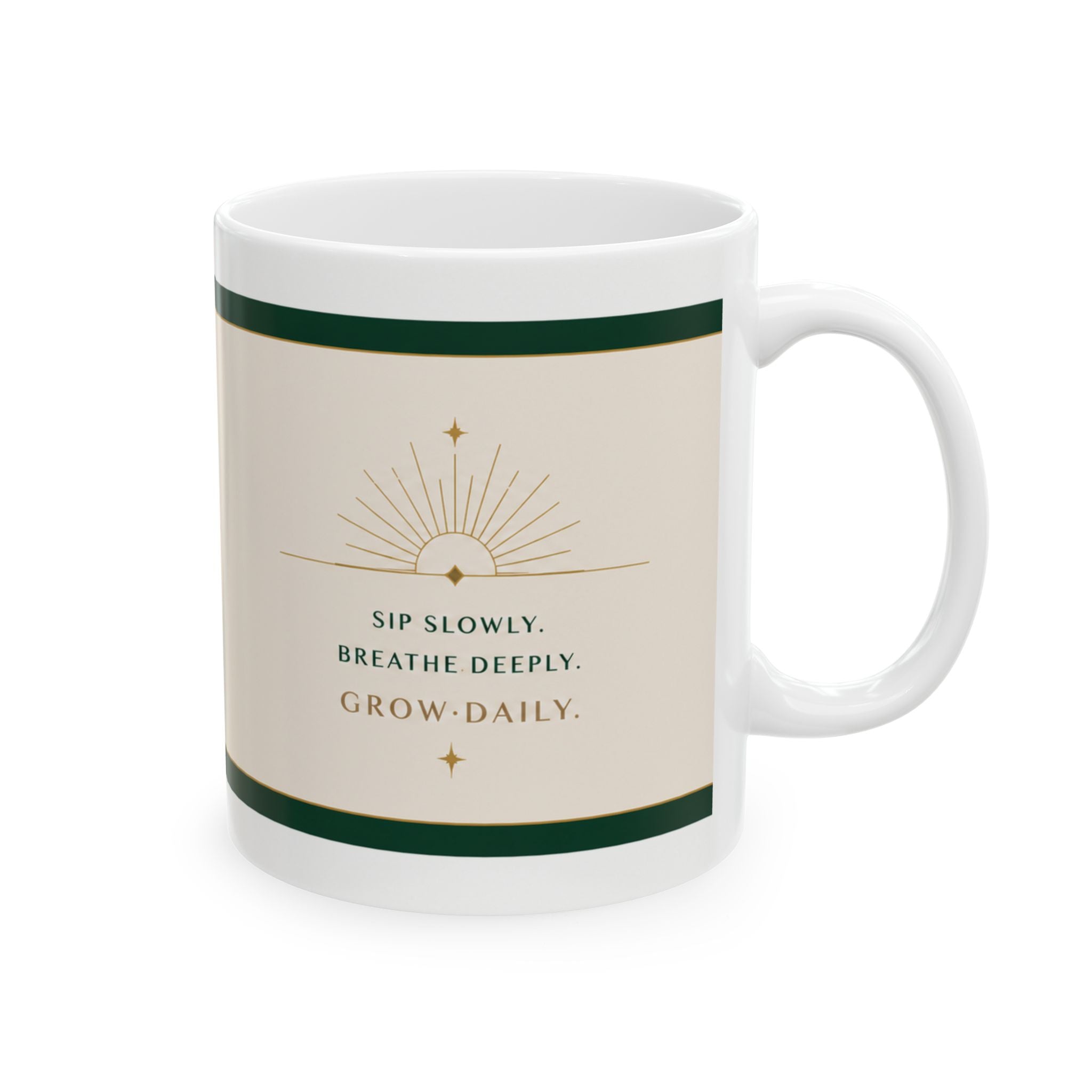 Grow With Grace Ceramic Mug | Inspirational Coffee Mug | Mindful Morning Cup