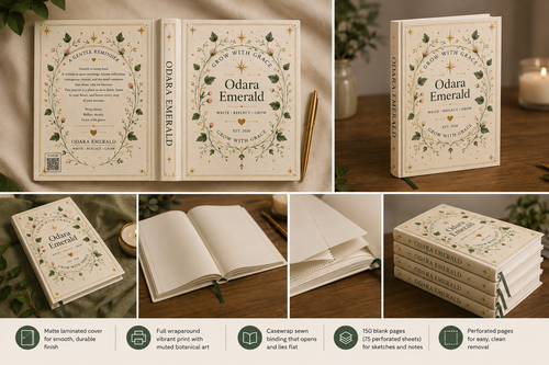 Grow With Grace Hardcover Journal | Botanical Reflection Journal