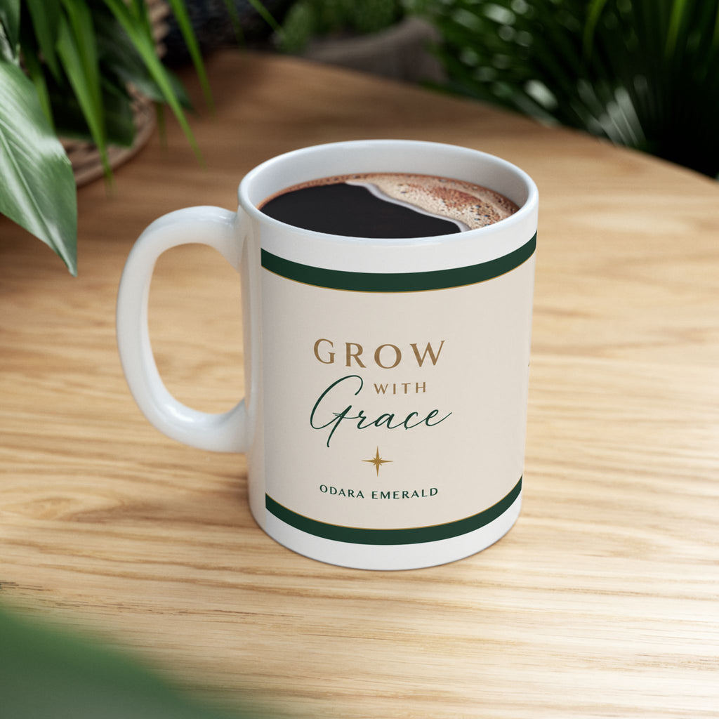 Grow With Grace Ceramic Mug | Inspirational Coffee Mug | Mindful Morning Cup