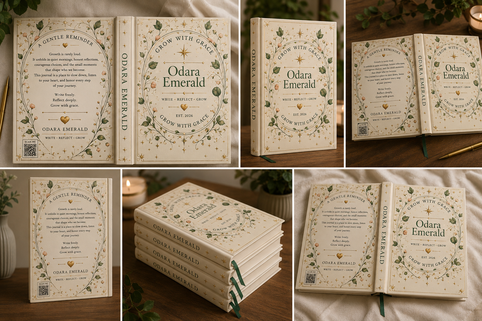 Grow With Grace Hardcover Journal | Botanical Reflection Journal